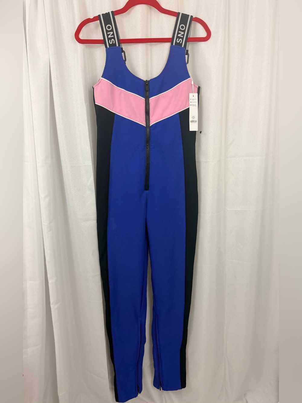 Topshop Black, Blue & Pink ColorBlock Ski Bib Snow Jumpsuit US4/UK8/Euro 36 NWT